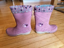 Pinke, gefütterte Mädchen Gummistiefel, Grösse 26 mit Licht
