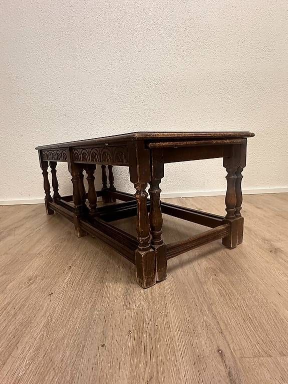 Set di tavolo e panche: Antik Gründerzeit Satztisch Set aus Eiche & Einschubtischen – Usato da Obernau venduto da Arche_Noah_Brocki 2