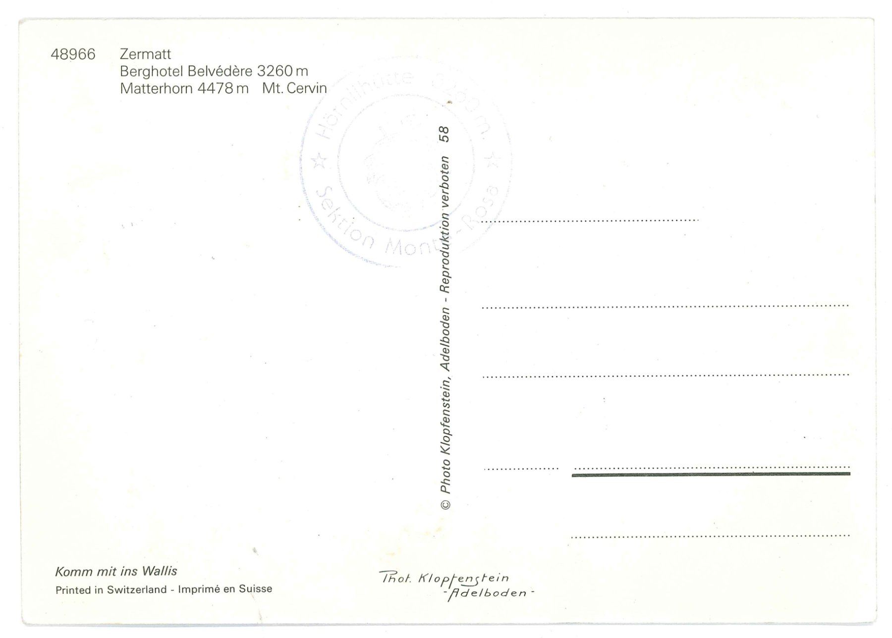Cartoline postali: Zermatt Berghotel Belvédère - Matterhorn – Nuovo (secondo la descrizione) da Castione venduto da Rx-stamps 1