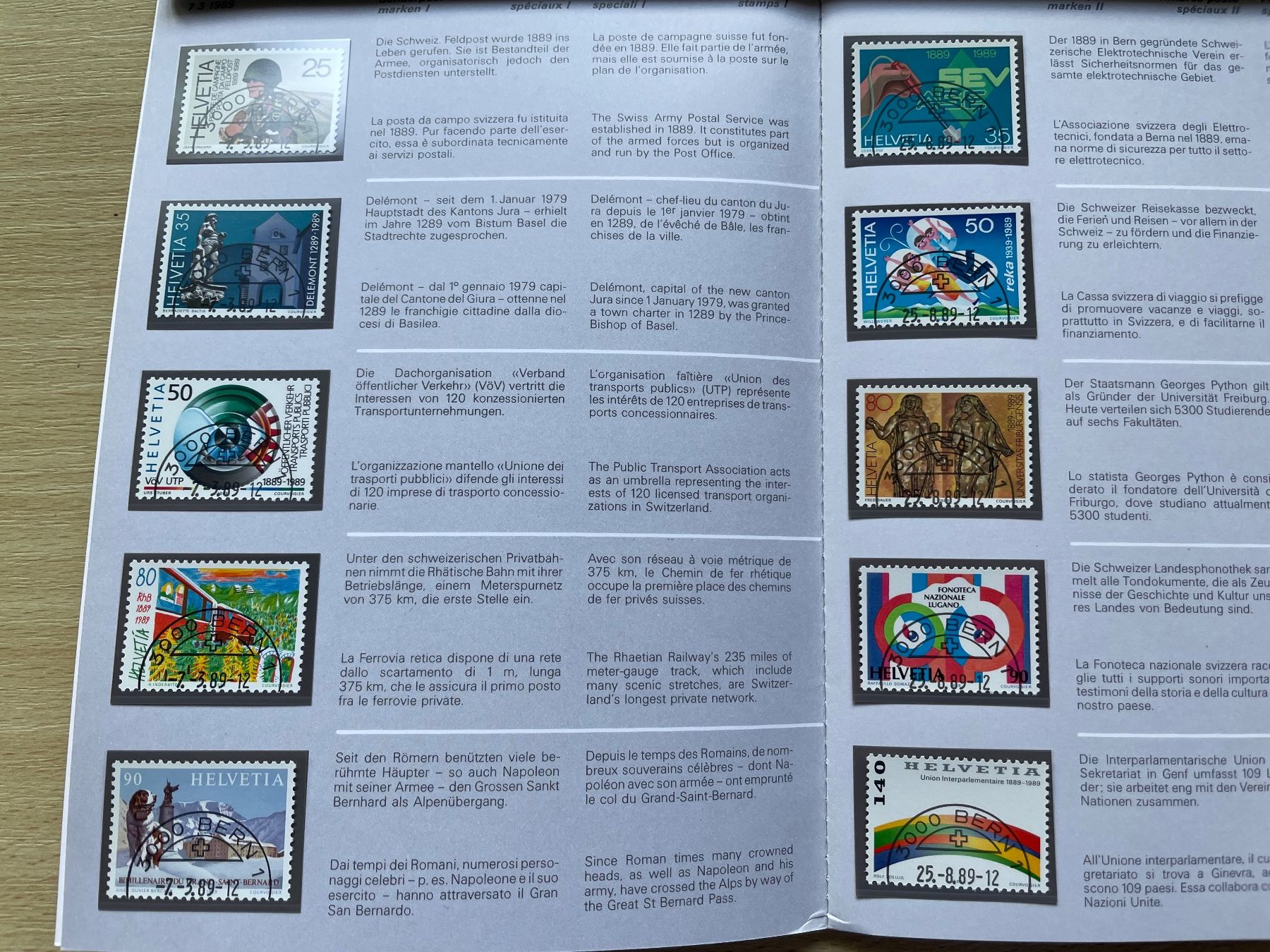 Tutti i francobolli: Carnet timb. 1989, prix poste 29.- SBK 69.- – Usato da Sonceboz-Sombeval venduto da Comment2 3