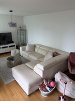 Ecksofa Leder beige mit verstellbaren Kopfstützen gut