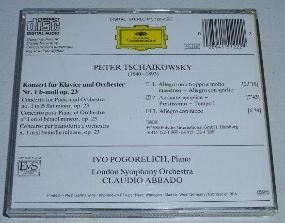 CD: Claudio Abbado - Peter Tschaikowsky Klavierkonzert no. 1 – Usato da Unterbäch VS venduto da cond 1