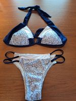 Bikini Set, Blau/Weiss/Grau gemustert, Gr. S