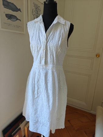 Ralph Lauren white eyelet cotton sleeveless dress 38 S M