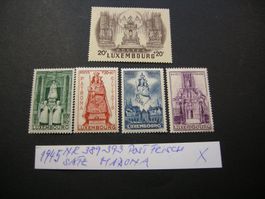 1945 LUXEMBURG MADONNA SATZ, MiNr. 389/93 POSTFRISCH/*falz
