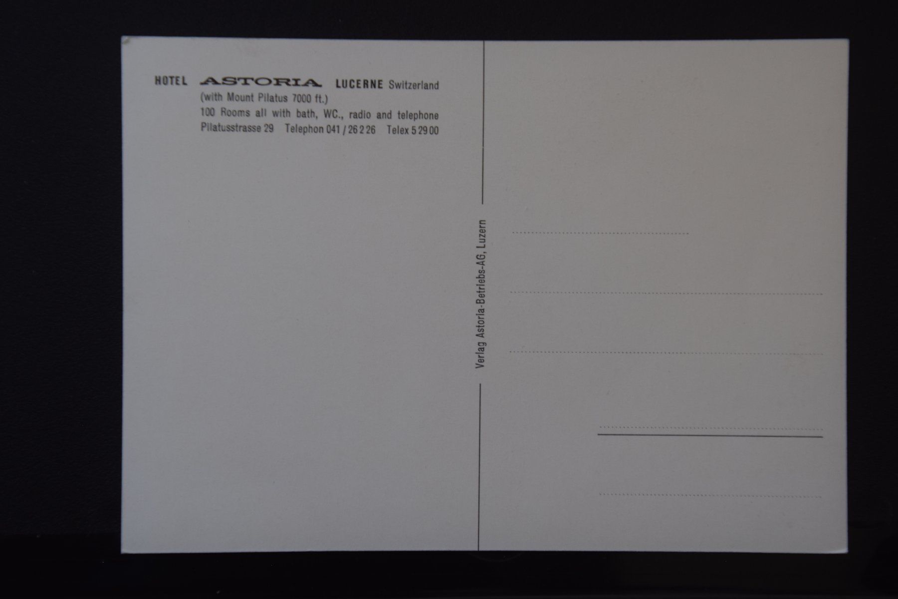 Cartoline postali: AK Luzern, Hotel Astoria – Usato da Luzern venduto da CH2018 1
