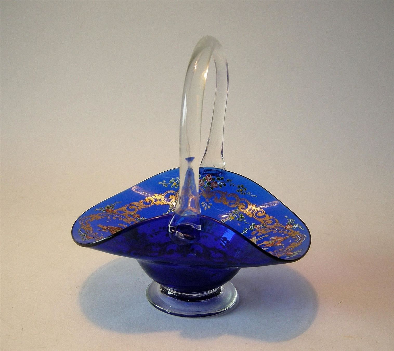 Murano Bicchieri: KORB AUS GLAS MIT FEINER EMAILMALEREI. – Usato da Grandcour venduto da Flowerstyle 2