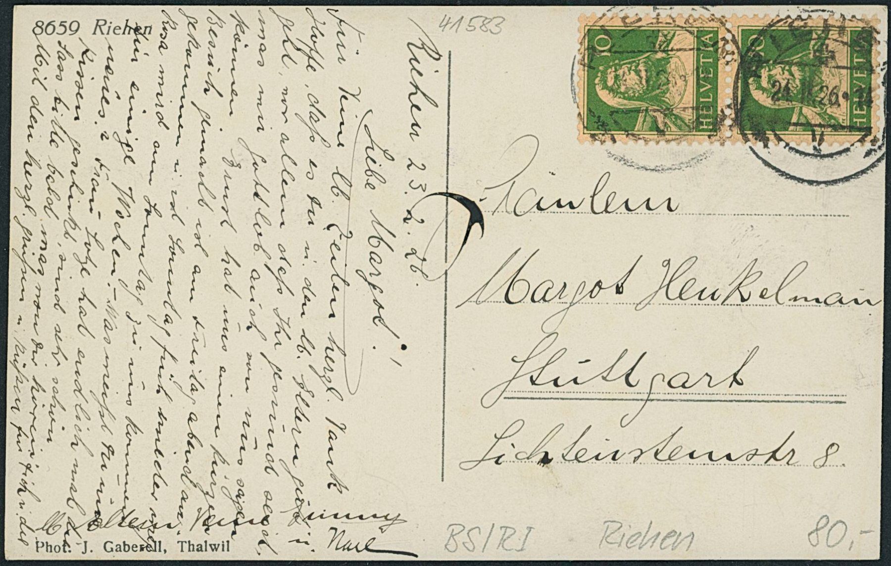 Cartes postales: BS Riehen – D'occasion à Schindellegi par Jonathan77 1
