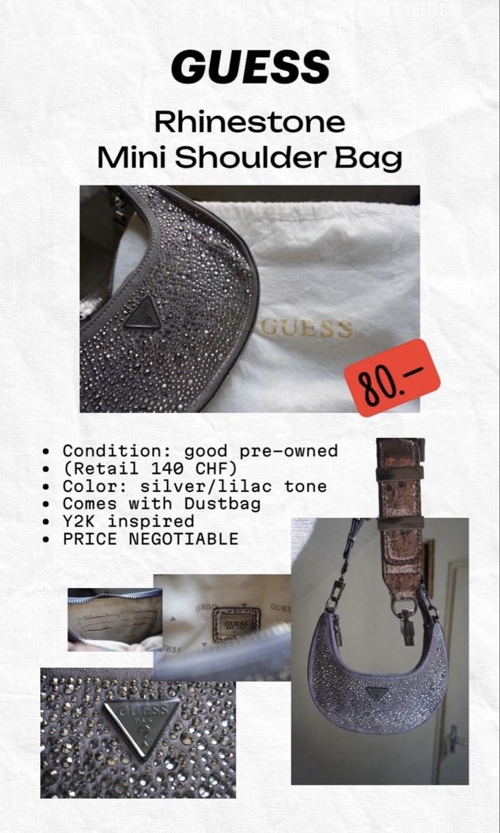 Guess Sacs femmes: GUESS MINI-SCHULTERTASCHE MIT STRASS – D'occasion à Zürich par leoniekaty 2