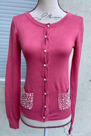 Superbe jaquette vieux rose ATHMOSPHERE perles+diamants t.36