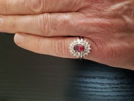 Ring aus 14K mit Turmalin+Diamanten NEU