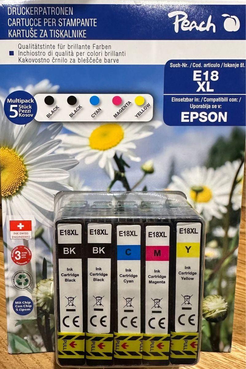Epson Cartucce per stampanti & toner: Druckerpatronen Peach E18XL einsetzbar in Epson – Nuovo e nell'imballaggio originale da Thun venduto da tulu_1995