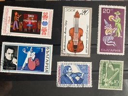 Europa Lot Briefmarken mit Musikinstrumenten gestempelt