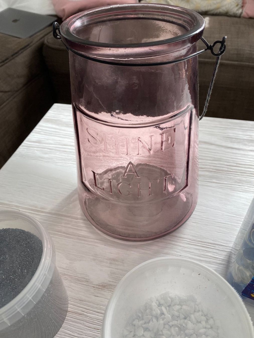 Alle Dekorationen: Windlicht pink mit Dekorsand und Steine – Gebraucht aus Bonstetten von VCLS 1