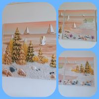 Tableaux set 3 Piece.Elegante Landschaft+Meer+Segel=Ferien