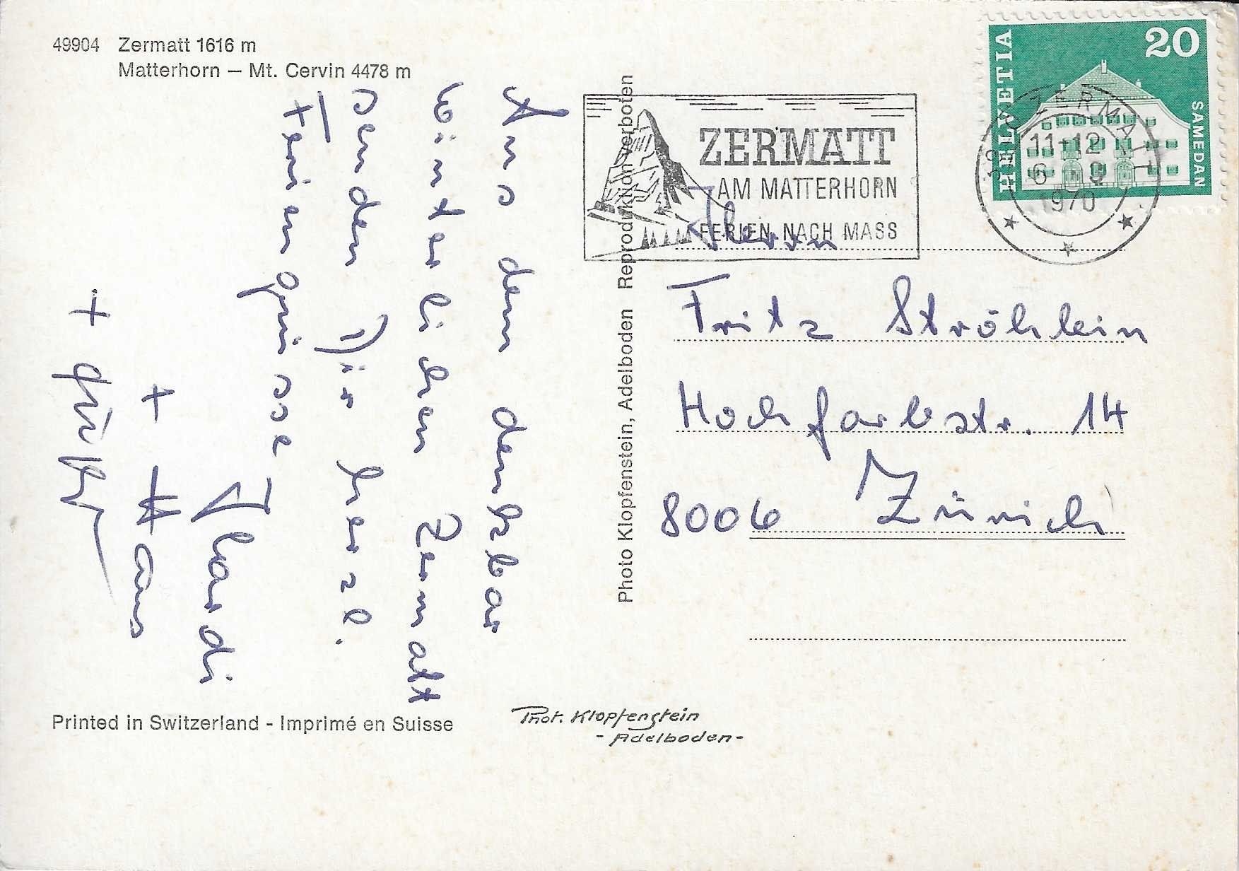 Cartoline postali: Zermatt VS – Usato da Rothrist venduto da Stranglehold 1