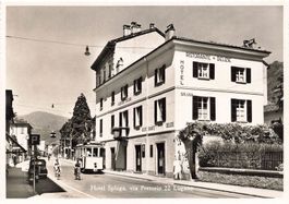 Lugano TI Hotel Spluga Via Pretorio tram animata G