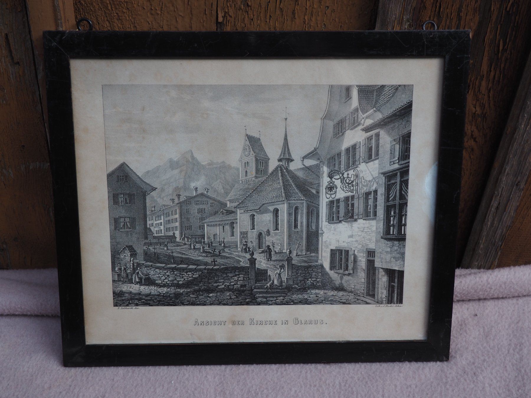 Grafica & Litografie: Litho: Ansicht der Kirche in Glarus – Usato da Schänis venduto da Lobelie1