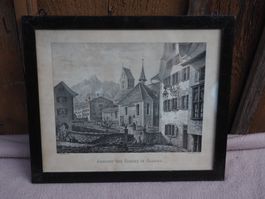 Litho: Ansicht der Kirche in Glarus
