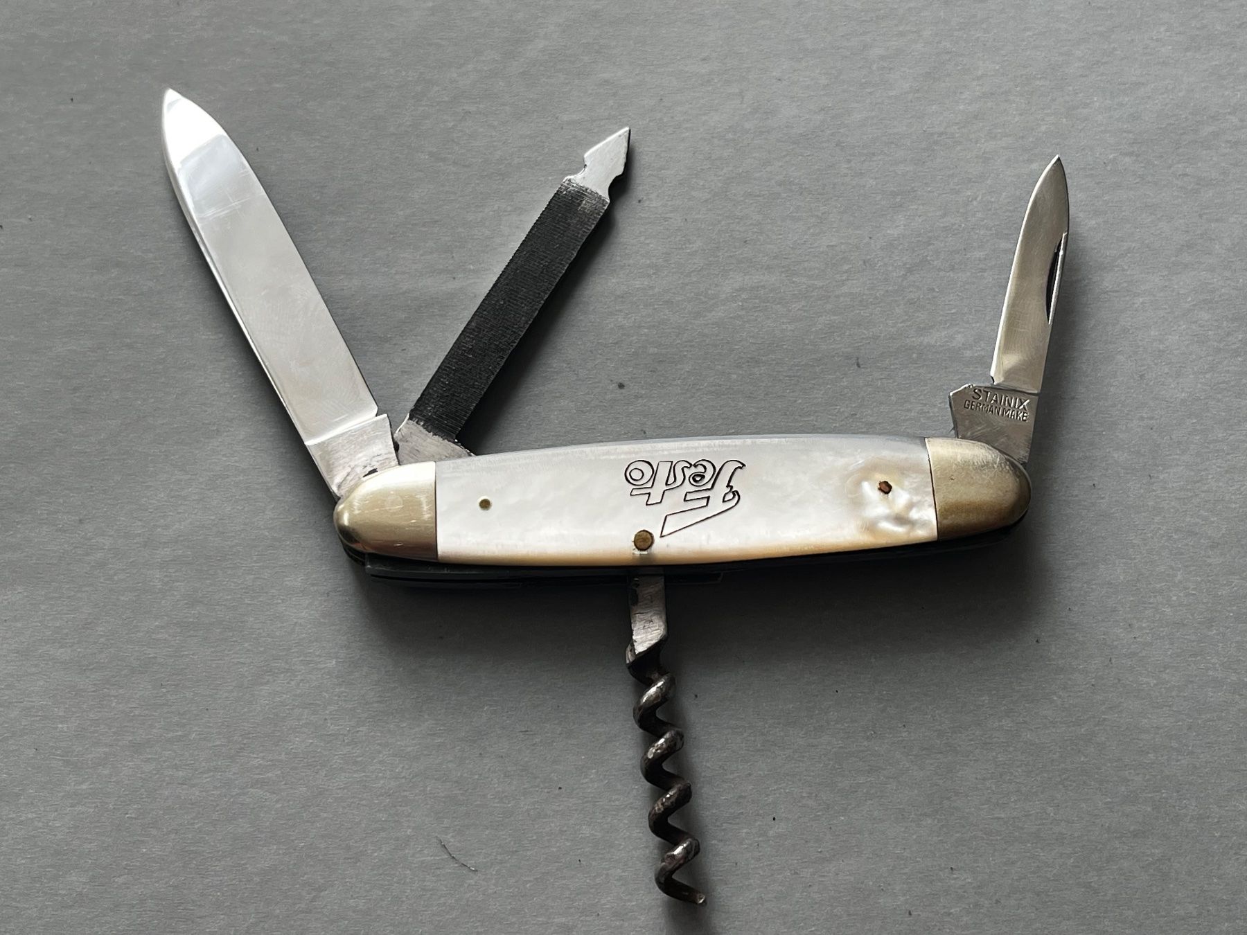 Coltelli tascabile: Altes STAINIX Perlmutt Sackmesser 86 mm - selten – Usato da Zürich venduto da FV.vintage 1