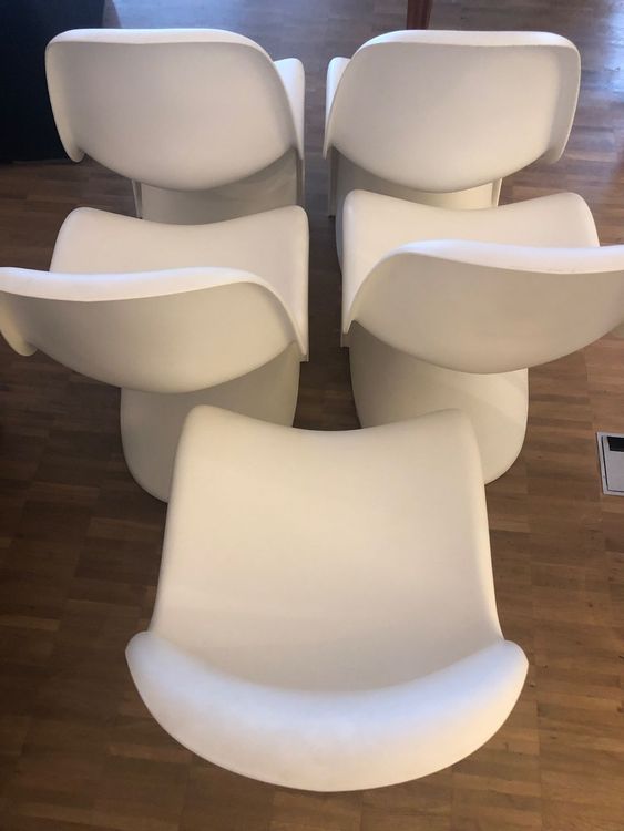 Lot De 6 Chaises Panton Par Verner Panton Pour Vitra - Icône Du Design Mid-Century - Blanc, Polypropylène