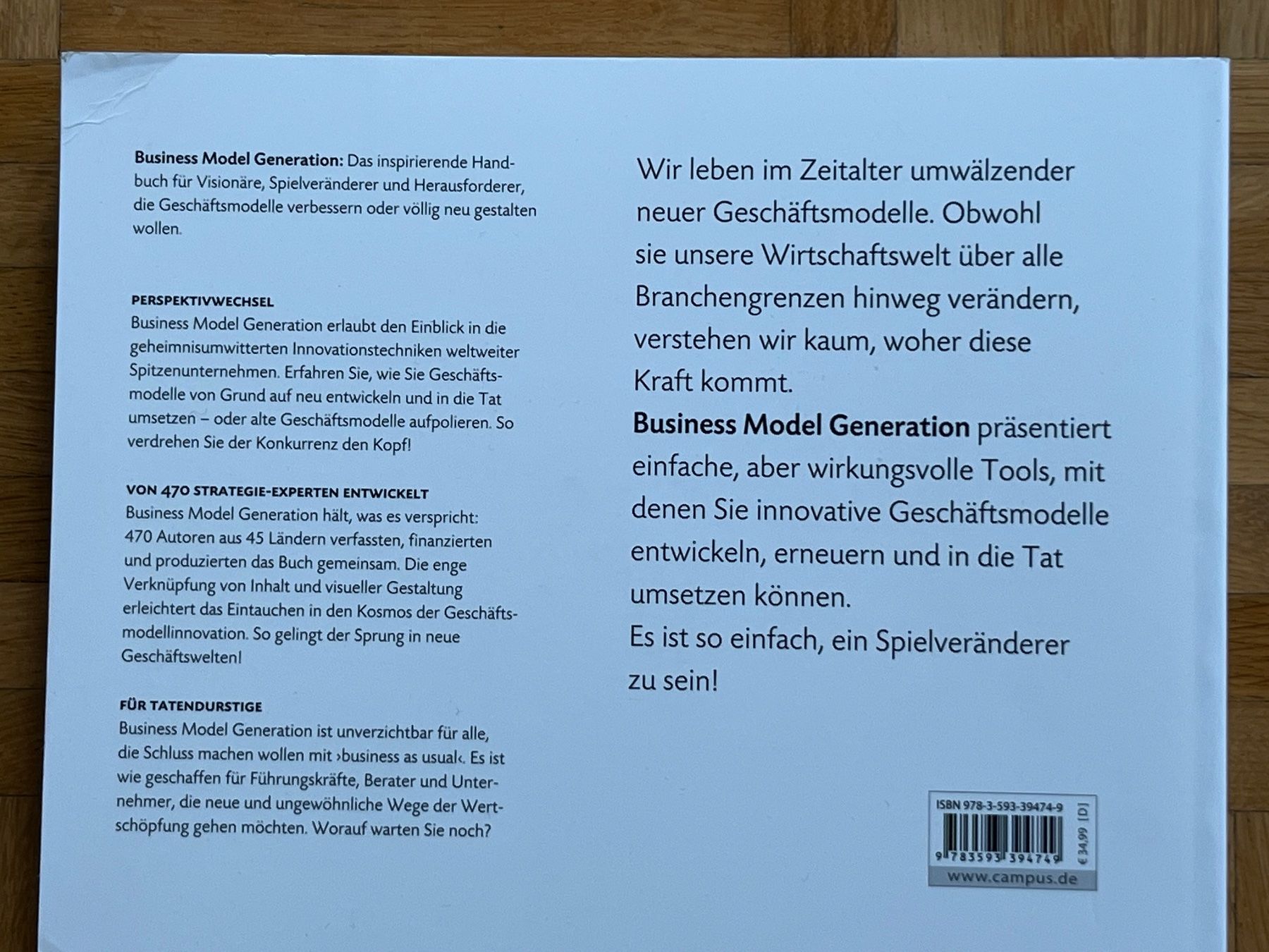 Libri: Business Modell Generation, neuwertig – Nuovo (secondo la descrizione) da Romanshorn venduto da luxcollect 1