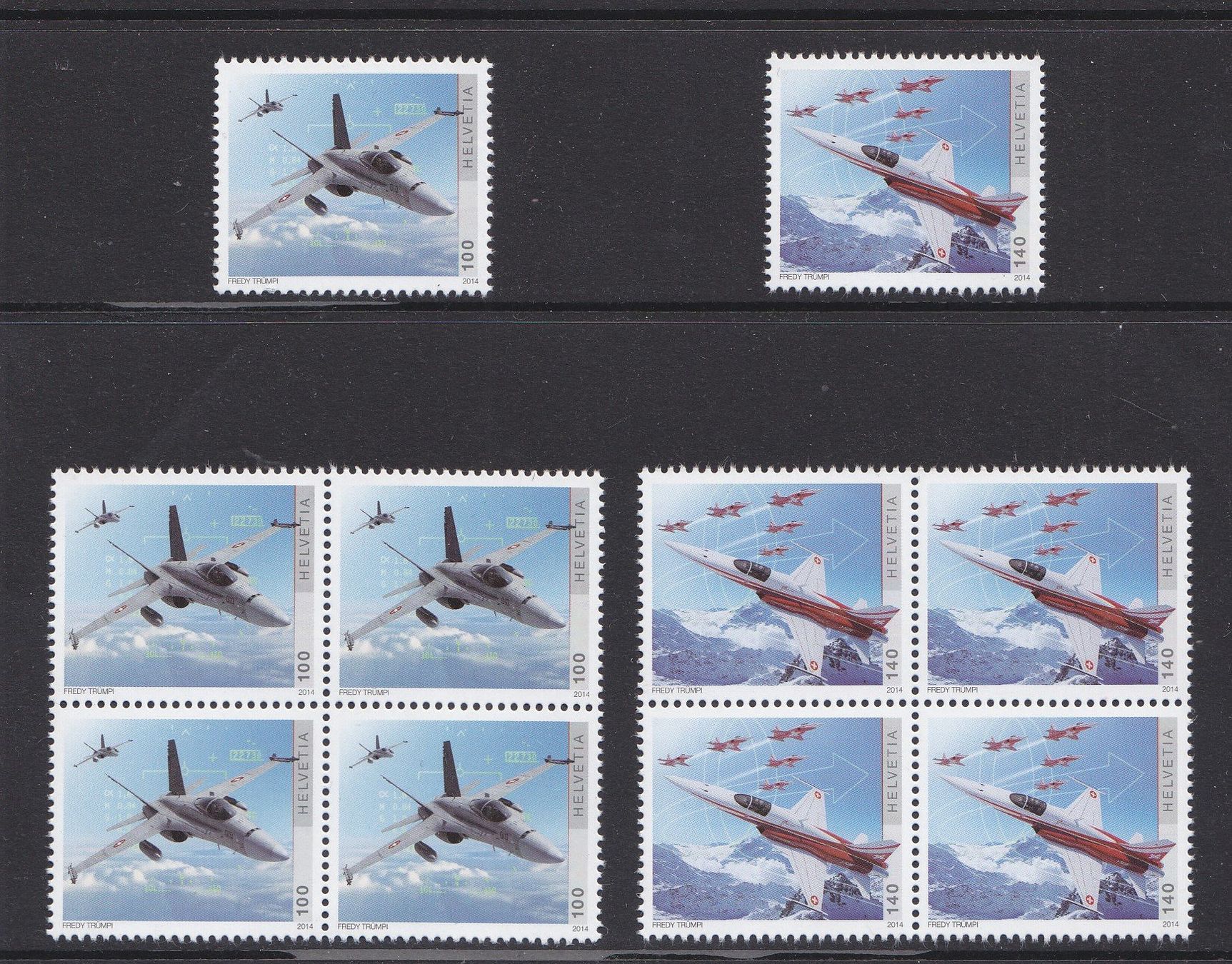 Alle Briefmarken: 2014  Viererblocksatz+Einzelmarken  Luftwaffe  ** Postfrisch – Neu (gemäss Beschreibung) aus Adliswil von Aenti