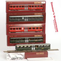 5 BEMO RhB «Mitteleinstiegs-Wagen» rot + Grün, OVP, H0m