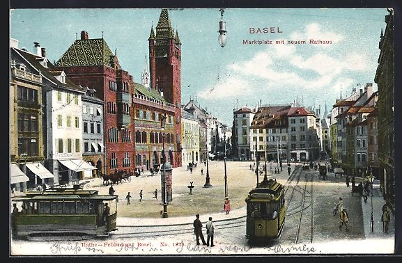 Ansichtskarten: Basel, Strassenbahn, Marktplatz mit neue – Gebraucht aus Berlin von bartko-reher