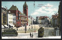 Basel, Strassenbahn, Marktplatz mit neue