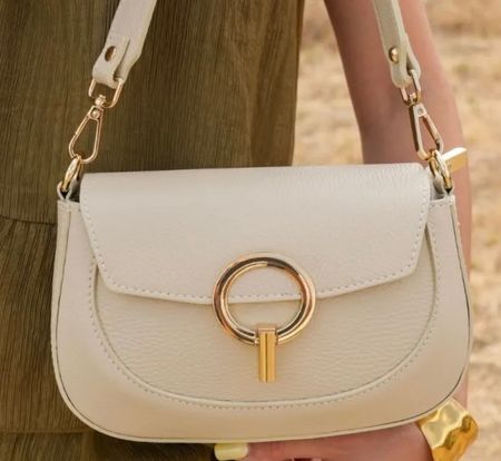Elegante Damen-Umhängetasche in Creme/Beige mit goldfarbenem