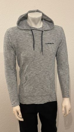 Quiksilver Langarm-Kapuzenshirt S – Grau-Weiss gestreift