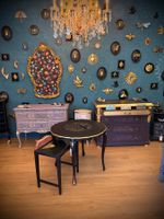 Tisch Salontisch Beistelltisch Holztisch Teetisch Holz Gold