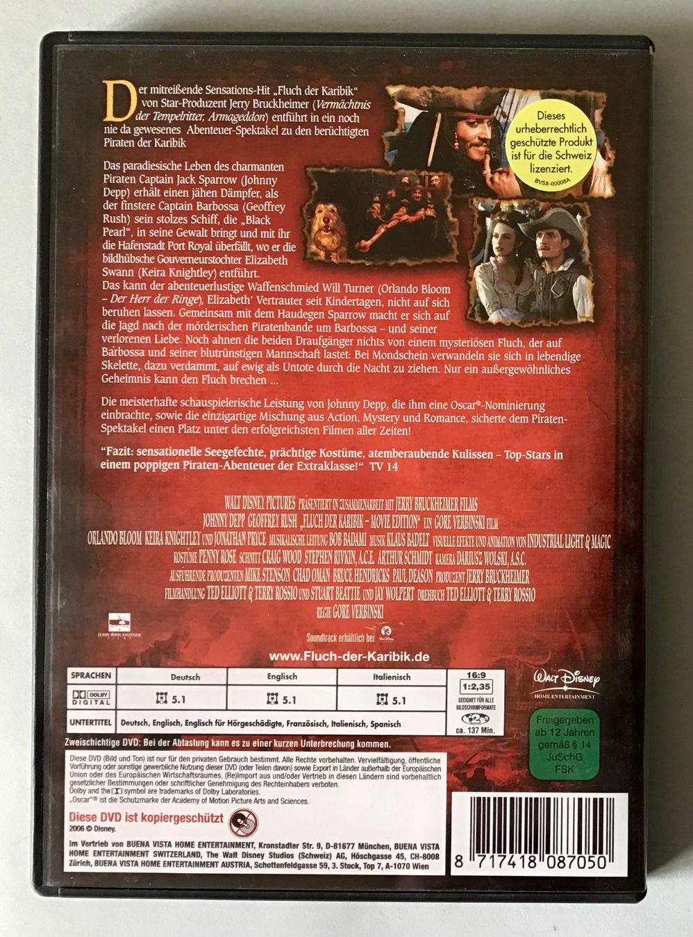 Tutti i DVDs: DVD: Fluch der Karibik (Teil 1) – Usato da Bubendorf venduto da Alpenheidi 2