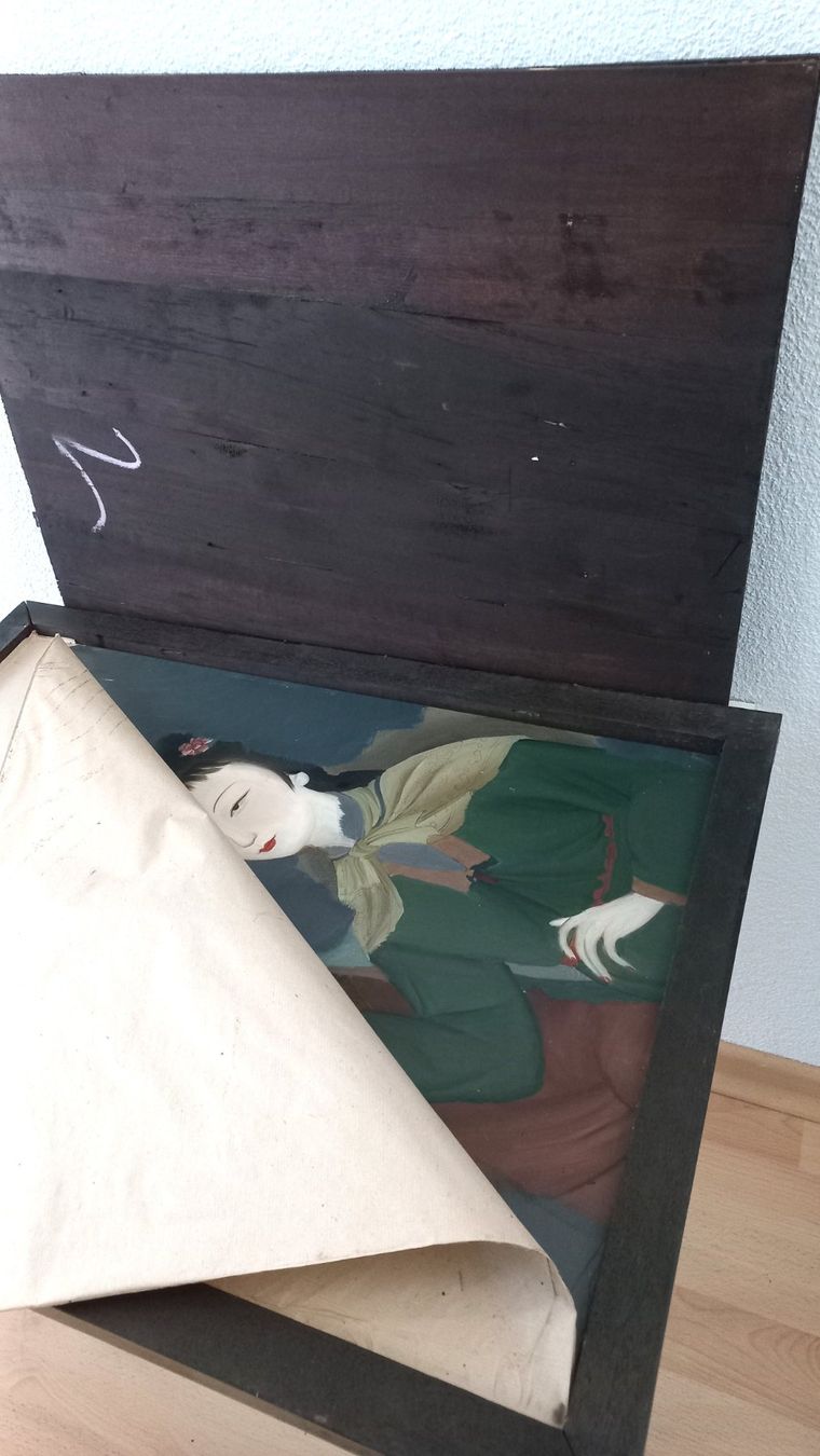 Gemälde: Alte chinesische Hinterglasmalerei, handgemalt – Gebraucht aus Bévilard von Orscha 8