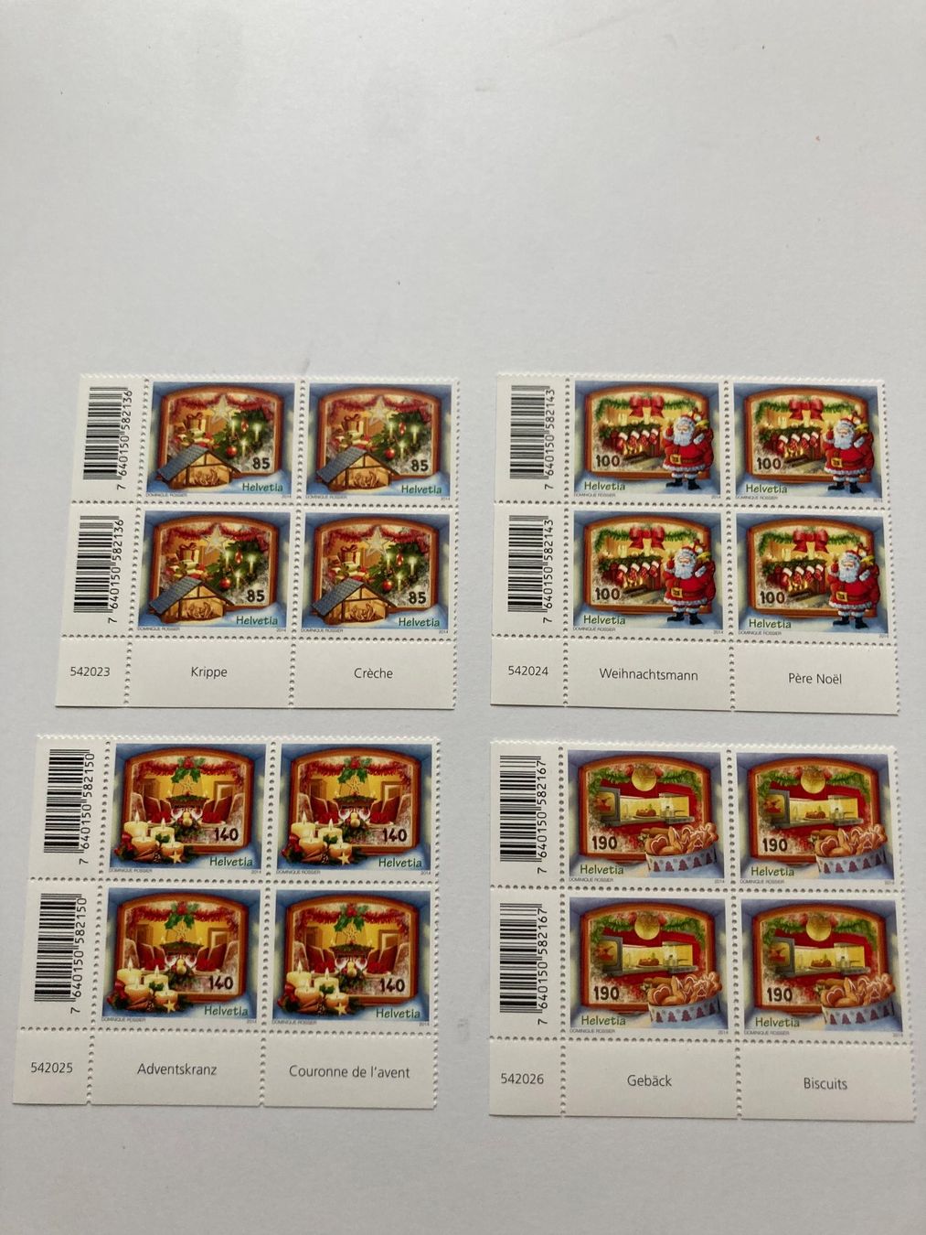 Tutti i francobolli: Weihnachtsbriefmarken postfrisch 4er-Blöcke 2013-2014 – Nuovo e nell'imballaggio originale da Emmenbrücke venduto da T-Towel 1