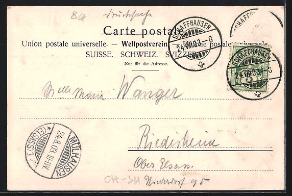 Cartoline postali: Schaffhausen, Munoth, Casematten und Ter – Usato da Berlin venduto da bartko-reher 1