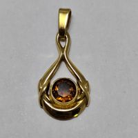 Pendant Vergoldet mit Braunem Stein #C7