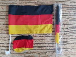 Deutschland Autofahnen Set | 2× Fahne+2× Aussenspiegelfahne