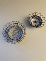 2 Antike Porzellan-Drahtkorb Schälchen Vintage Deko