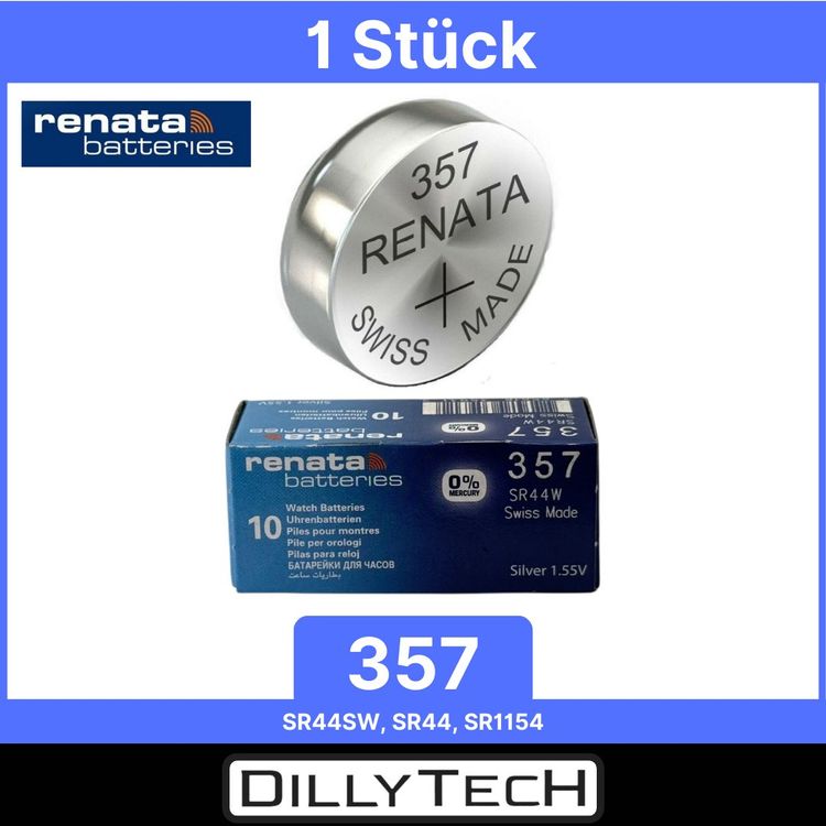 Caricatori & Batterie: Renata 357 Box, SR1154 Knopfzellenbatterie - 1 Stk. – Nuovo e nell'imballaggio originale da Erlenbach ZH venduto da dillytech.ch