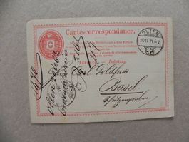 Postkarte Stempel Olten SO Solothurn 1871 von Consumverein