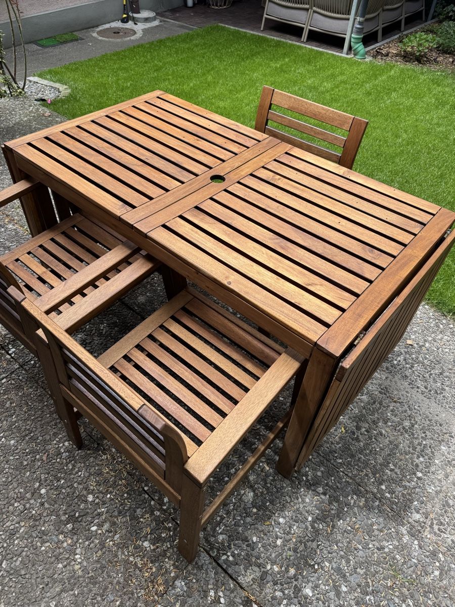 Ikea Tavoli: IKEA Holz-Gartentisch inkl. 3 Stühle – Usato da Cham venduto da GOLF2GL 1