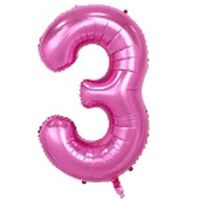 40" XL Metallic Zahlenballon Pink 3 - KOSTENLOSER VERSAND