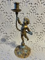 Antiker Messing Kerzenständer mit Angel Putto 1500 Gram (3)
