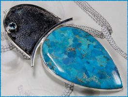 ♛ Grosser Anhänger mit Türkis & Topas 925 Silber