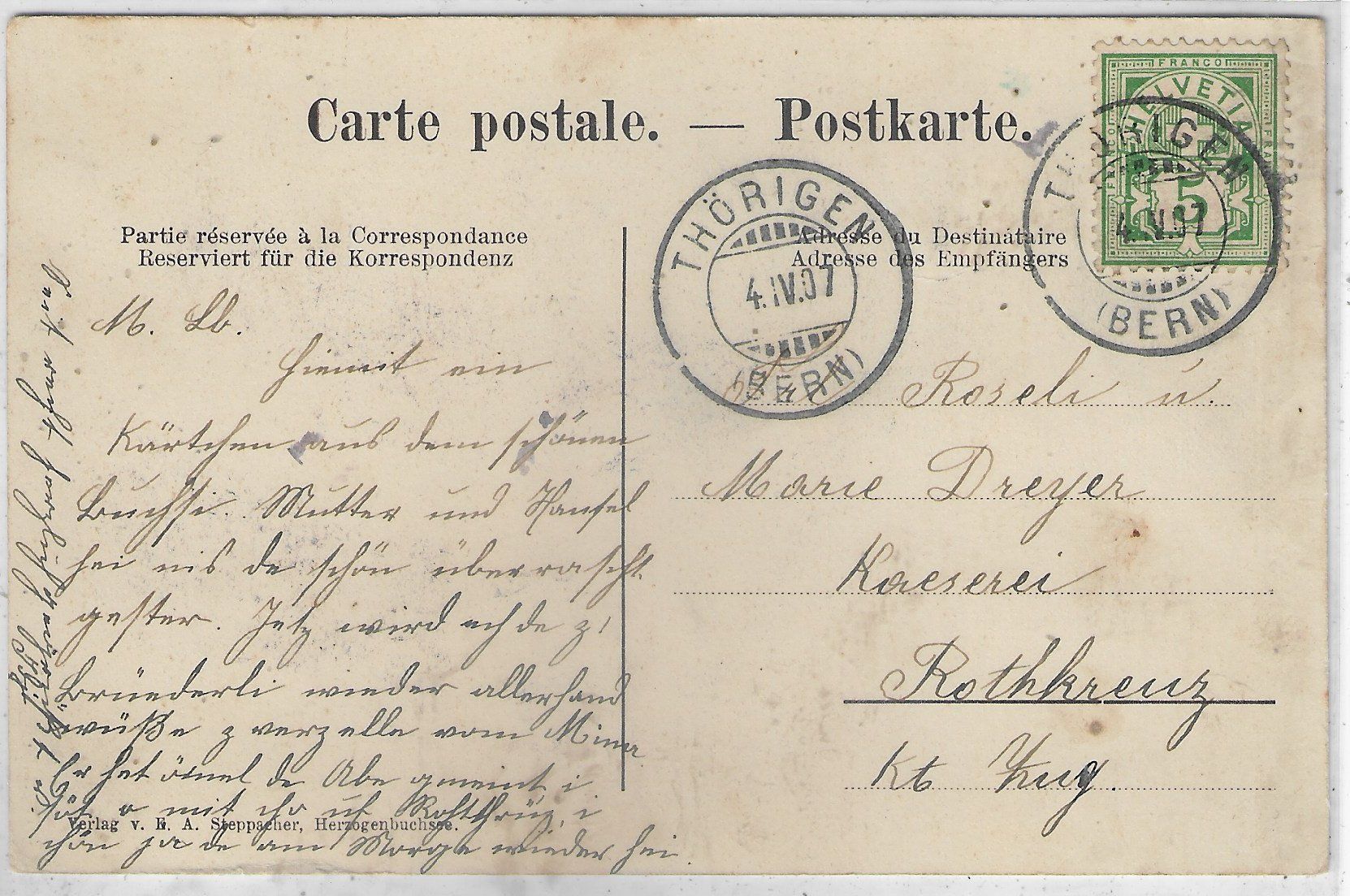 Ansichtskarten: Herzogenbuchsee - Dorfpartie - coloriert – Gebraucht aus Ettingen von Kartenplanet 1