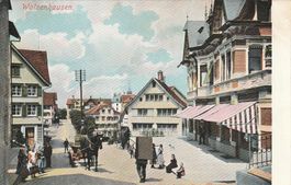 Walzenhausen-lebhafte Strassenansicht-Pferdefuhrwerk