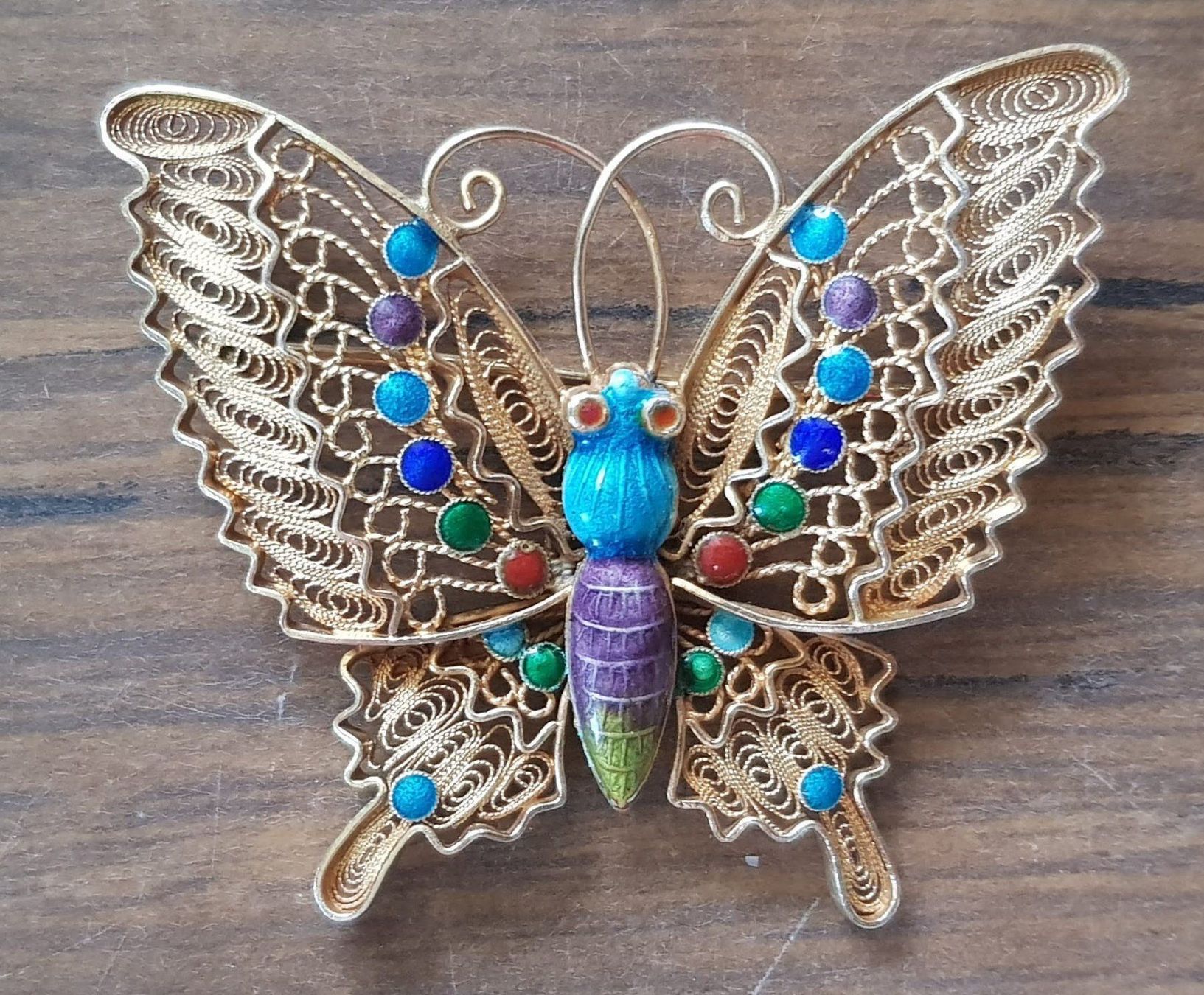 Spille & Fermagli: Brosche Schmetterling Silber vergoldet – Usato da Mörschwil venduto da wunderkiste44 6