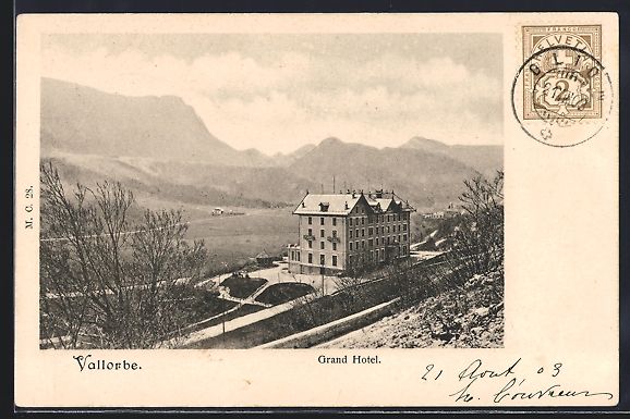 Cartes postales: AK Vallorbe, Grand Hotel, 1903 – D'occasion à Berlin par bartko-reher